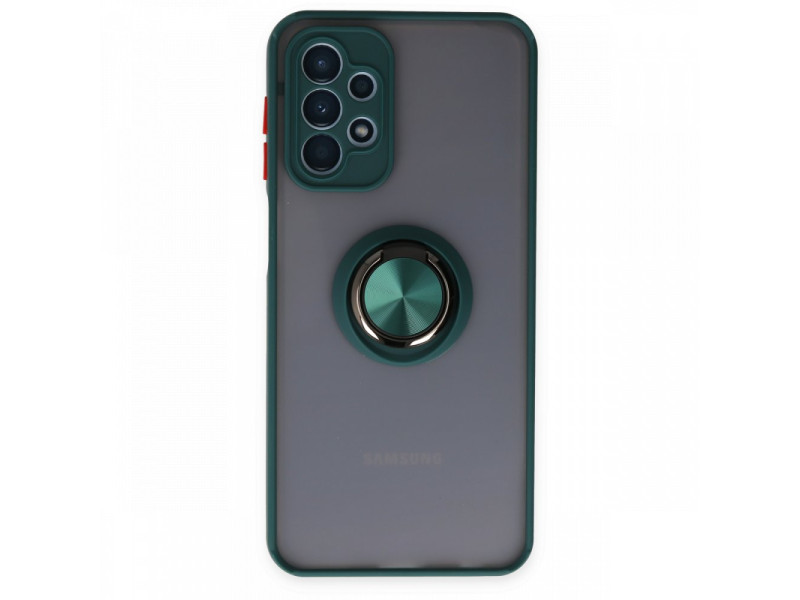 Newface Samsung Galaxy A23 4G Kılıf Montreal Yüzüklü Silikon Kapak - Yeşil