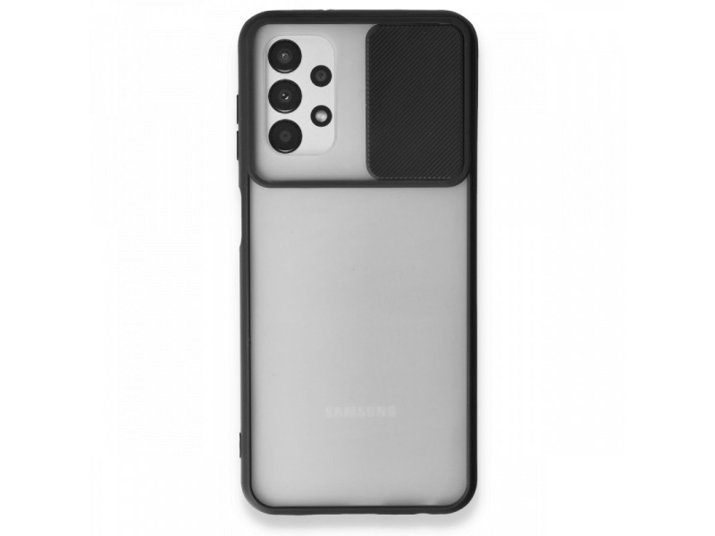 Newface Samsung Galaxy A23 4G Kılıf Palm Buzlu Kamera Sürgülü Silikon - Siyah