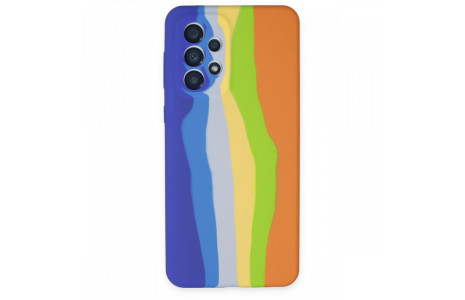 Newface Samsung Galaxy A33 5G Kılıf Ebruli Lansman Silikon - Mavi-Turuncu