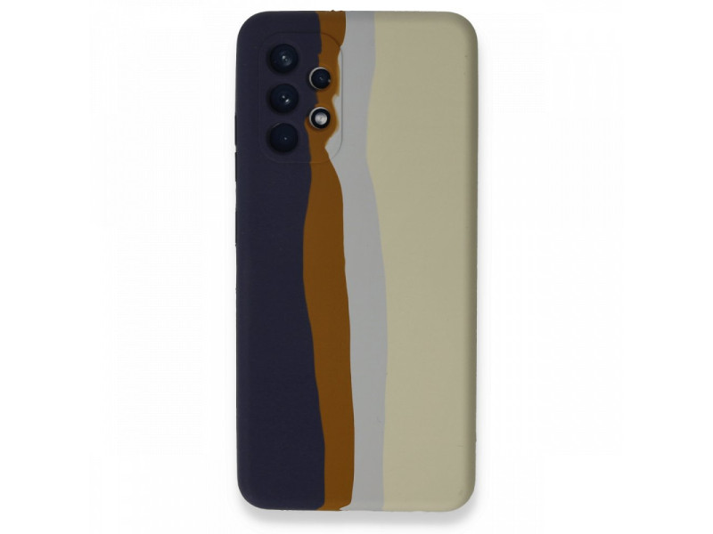 Newface Samsung Galaxy A52 Kılıf Ebruli Lansman Silikon - Lacivert-Krem