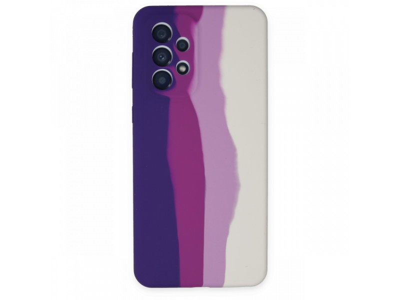 Newface Samsung Galaxy A73 5G Kılıf Ebruli Lansman Silikon - Mor-Beyaz