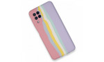Newface Samsung Galaxy M22 Kılıf Ebruli Lansman Silikon - Pembe-Lila