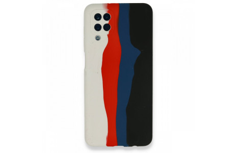 Newface Samsung Galaxy M32 Kılıf Ebruli Lansman Silikon - Beyaz-Siyah