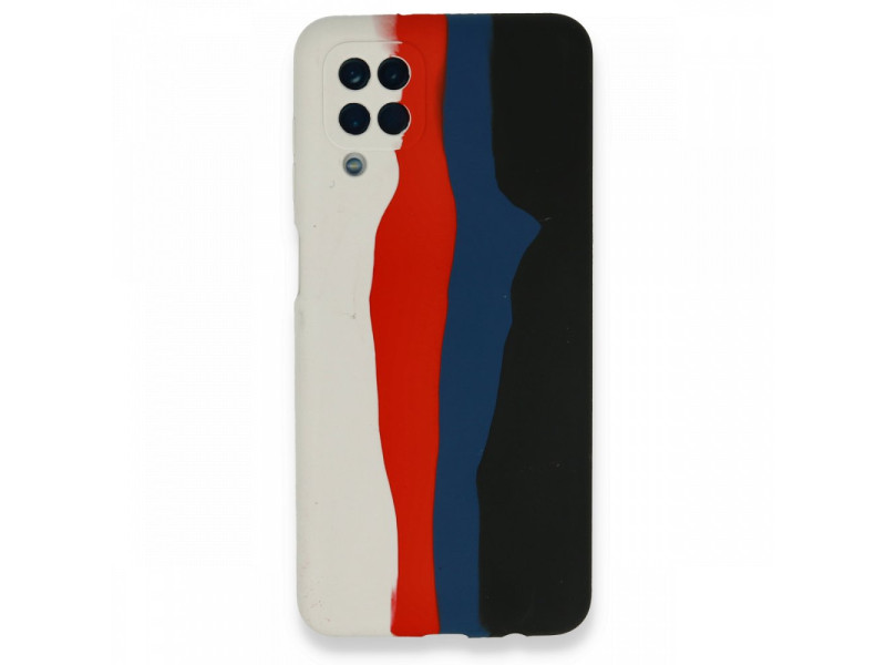 Newface Samsung Galaxy M32 Kılıf Ebruli Lansman Silikon - Beyaz-Siyah