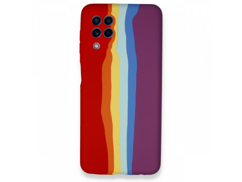 Newface Samsung Galaxy M32 Kılıf Ebruli Lansman Silikon - Kırmızı-Mor