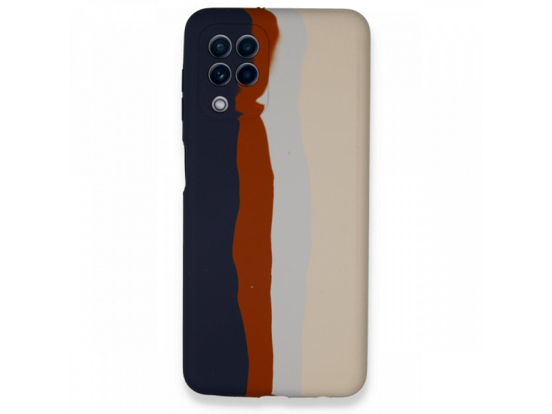 Newface Samsung Galaxy M32 Kılıf Ebruli Lansman Silikon - Lacivert-Krem