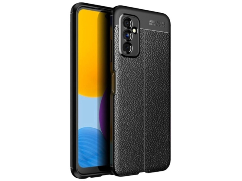 Newface Samsung Galaxy M52 5G Kılıf Focus Derili Silikon - Siyah