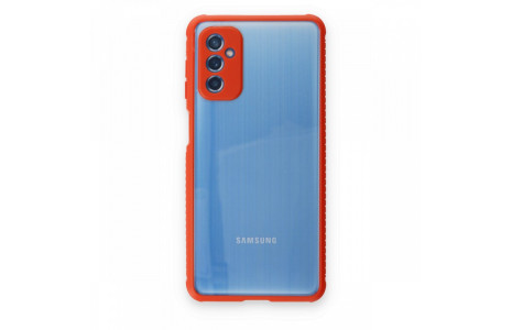 Newface Samsung Galaxy M52 5G Kılıf Miami Şeffaf Silikon - Kırmızı