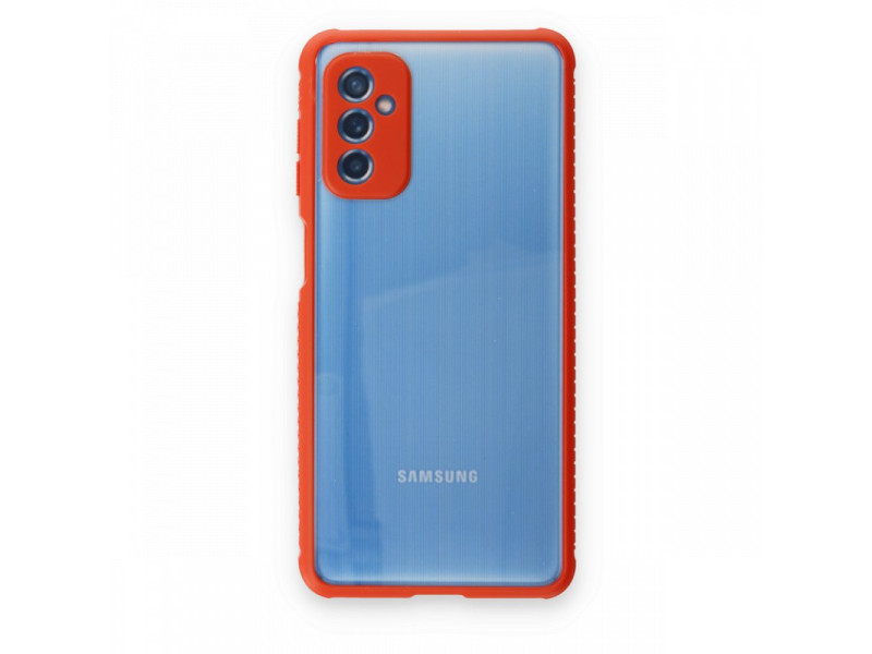 Newface Samsung Galaxy M52 5G Kılıf Miami Şeffaf Silikon - Kırmızı