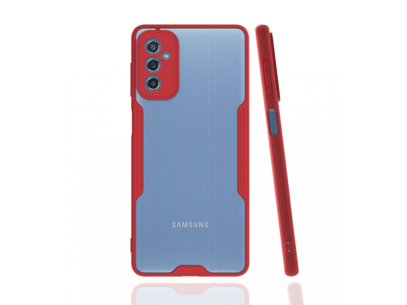 Newface Samsung Galaxy M52 5G Kılıf Platin Silikon - Kırmızı