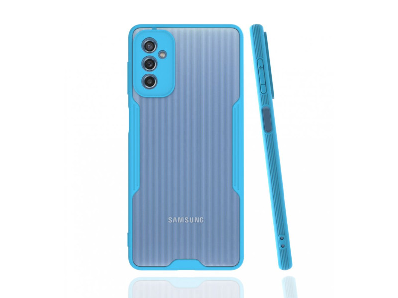 Newface Samsung Galaxy M52 5G Kılıf Platin Silikon - Mavi