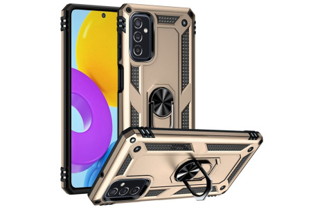 Newface Samsung Galaxy M52 5G Kılıf Sofya Yüzüklü Silikon Kapak - Gold