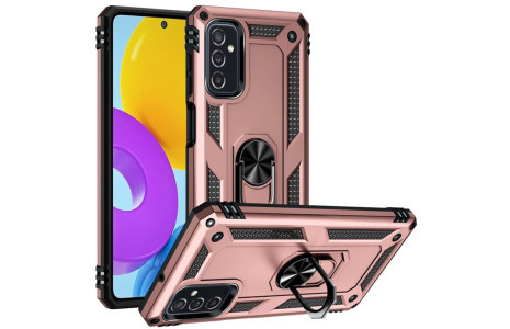Newface Samsung Galaxy M52 5G Kılıf Sofya Yüzüklü Silikon Kapak - Rose