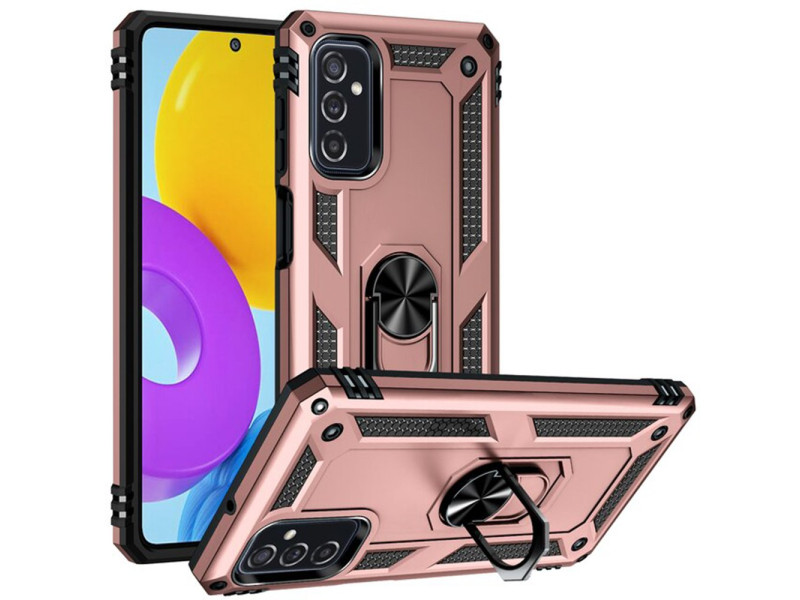 Newface Samsung Galaxy M52 5G Kılıf Sofya Yüzüklü Silikon Kapak - Rose