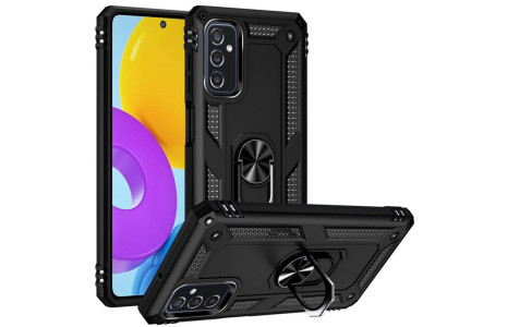 Newface Samsung Galaxy M52 5G Kılıf Sofya Yüzüklü Silikon Kapak - Siyah