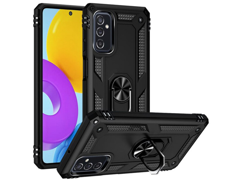 Newface Samsung Galaxy M52 5G Kılıf Sofya Yüzüklü Silikon Kapak - Siyah
