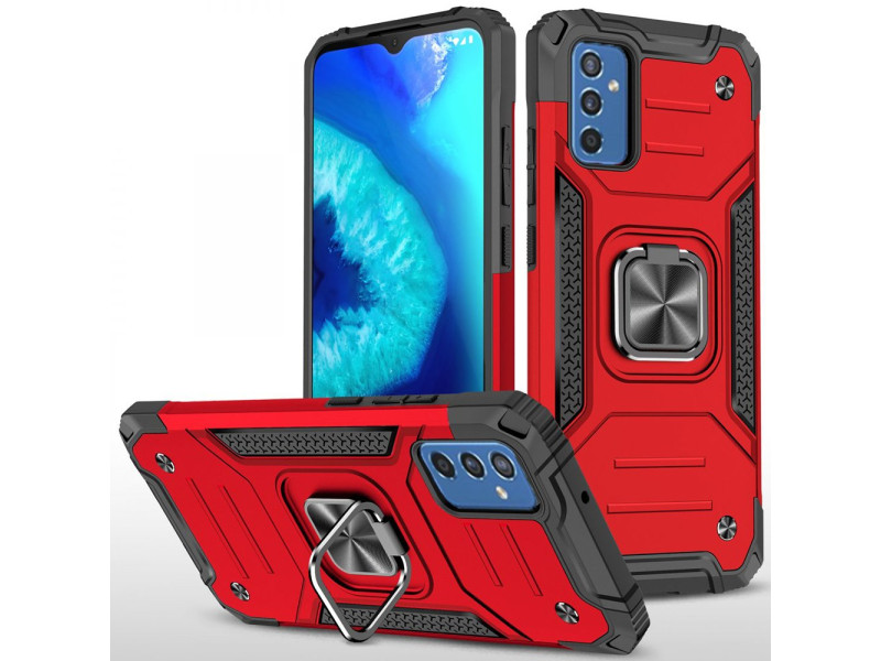 Newface Samsung Galaxy M52 5G Kılıf Zegna Yüzüklü Silikon Kapak - Kırmızı