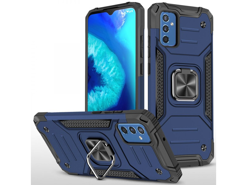 Newface Samsung Galaxy M52 5G Kılıf Zegna Yüzüklü Silikon Kapak - Mavi