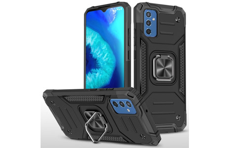 Newface Samsung Galaxy M52 5G Kılıf Zegna Yüzüklü Silikon Kapak - Siyah