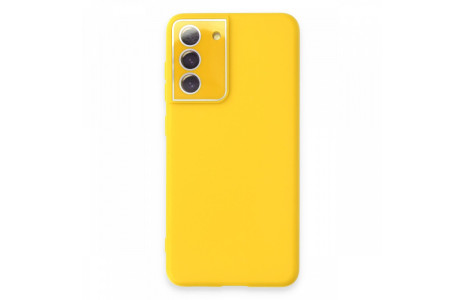 Newface Samsung Galaxy S21 FE Kılıf Lansman Glass Kapak - Sarı