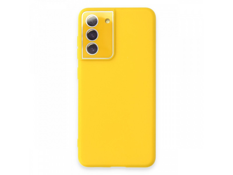 Newface Samsung Galaxy S21 FE Kılıf Lansman Glass Kapak - Sarı
