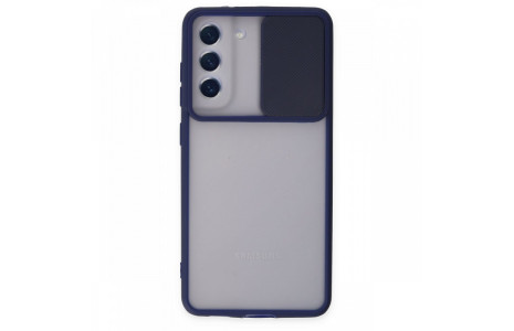 Newface Samsung Galaxy S21 FE Kılıf Palm Buzlu Kamera Sürgülü Silikon - Lacivert