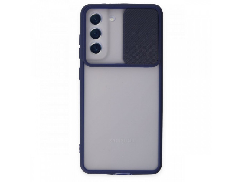 Newface Samsung Galaxy S21 FE Kılıf Palm Buzlu Kamera Sürgülü Silikon - Lacivert
