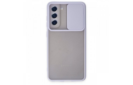 Newface Samsung Galaxy S21 FE Kılıf Palm Buzlu Kamera Sürgülü Silikon - Lila