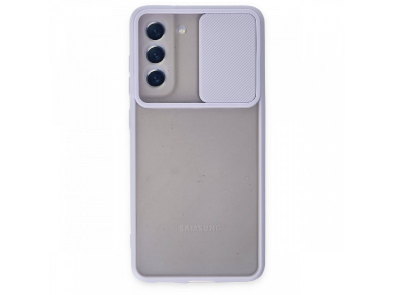 Newface Samsung Galaxy S21 FE Kılıf Palm Buzlu Kamera Sürgülü Silikon - Lila