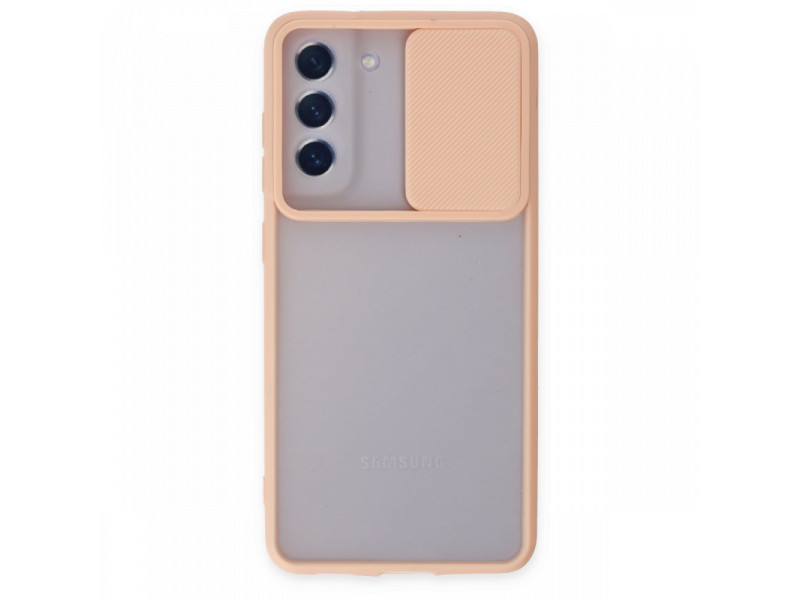 Newface Samsung Galaxy S21 FE Kılıf Palm Buzlu Kamera Sürgülü Silikon - Pembe