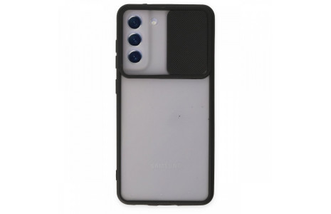 Newface Samsung Galaxy S21 FE Kılıf Palm Buzlu Kamera Sürgülü Silikon - Siyah