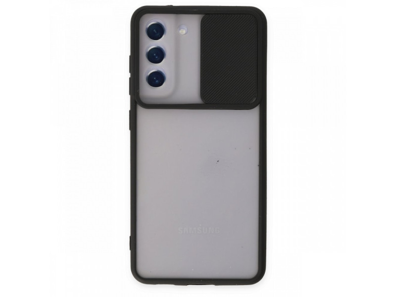 Newface Samsung Galaxy S21 FE Kılıf Palm Buzlu Kamera Sürgülü Silikon - Siyah