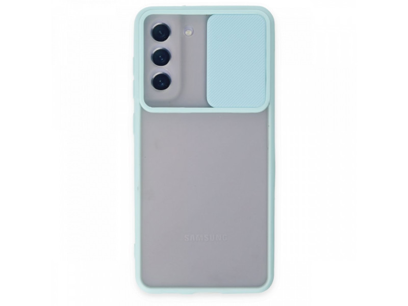 Newface Samsung Galaxy S21 FE Kılıf Palm Buzlu Kamera Sürgülü Silikon - Turkuaz