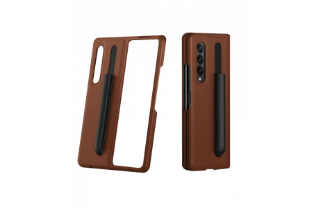 Newface Samsung Galaxy Z Fold 3 Kılıf Fold Kapak - Kahverengi