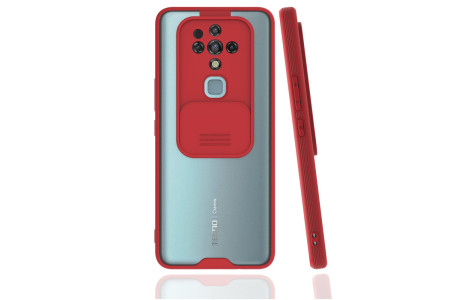 Newface Tecno Camon 16 Kılıf Platin Kamera Koruma Silikon - Kırmızı