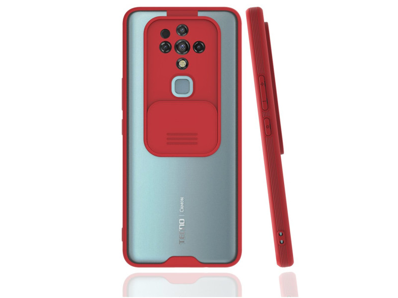 Newface Tecno Camon 16 Kılıf Platin Kamera Koruma Silikon - Kırmızı