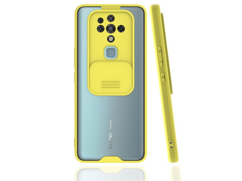 Newface Tecno Camon 16 Kılıf Platin Kamera Koruma Silikon - Sarı