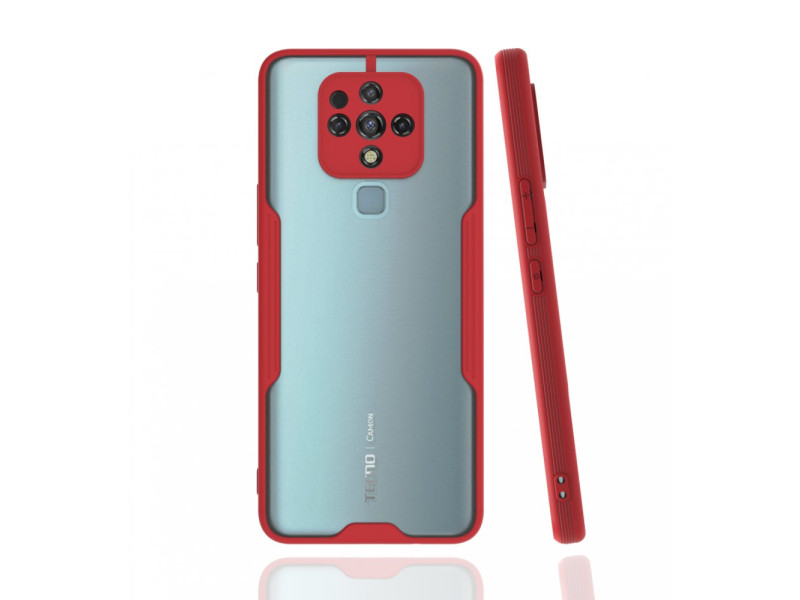 Newface Tecno Camon 16 Kılıf Platin Silikon - Kırmızı
