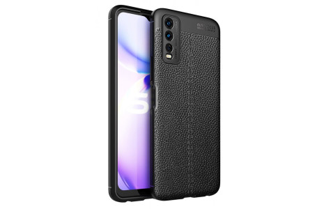 Newface Vivo Y11S Kılıf Focus Derili Silikon - Siyah
