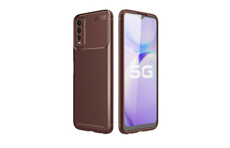 Newface Vivo Y11S Kılıf Focus Karbon Silikon - Kahverengi