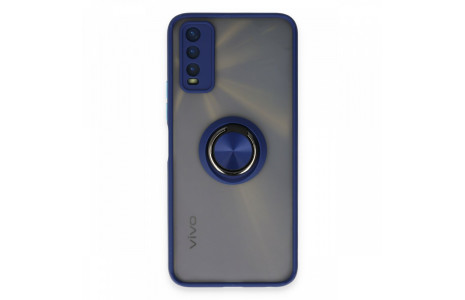 Newface Vivo Y11S Kılıf Montreal Yüzüklü Silikon Kapak - Lacivert