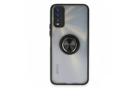 Newface Vivo Y11S Kılıf Montreal Yüzüklü Silikon Kapak - Siyah