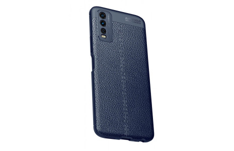 Newface Vivo Y20 Kılıf Focus Derili Silikon - Lacivert