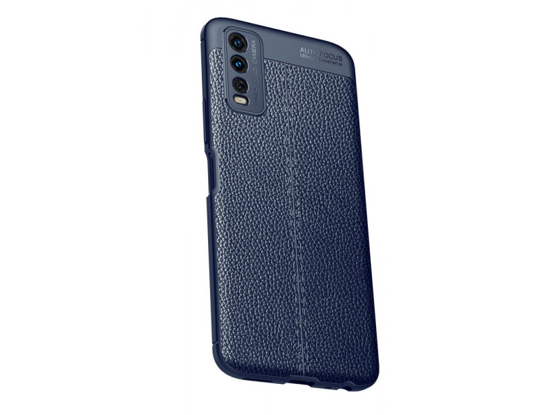Newface Vivo Y20 Kılıf Focus Derili Silikon - Lacivert