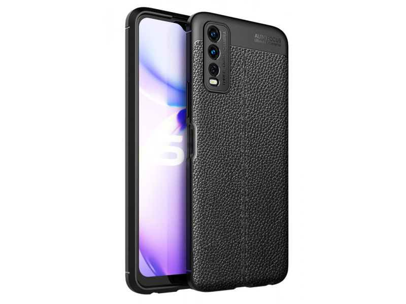 Newface Vivo Y20 Kılıf Focus Derili Silikon - Siyah