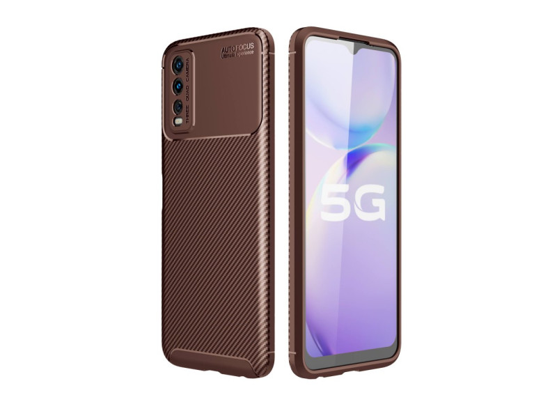Newface Vivo Y20 Kılıf Focus Karbon Silikon - Kahverengi