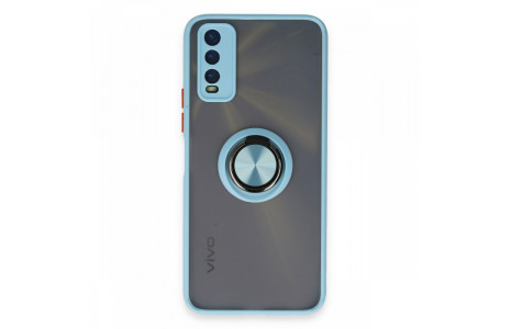 Newface Vivo Y20 Kılıf Montreal Yüzüklü Silikon Kapak - Buz Mavi