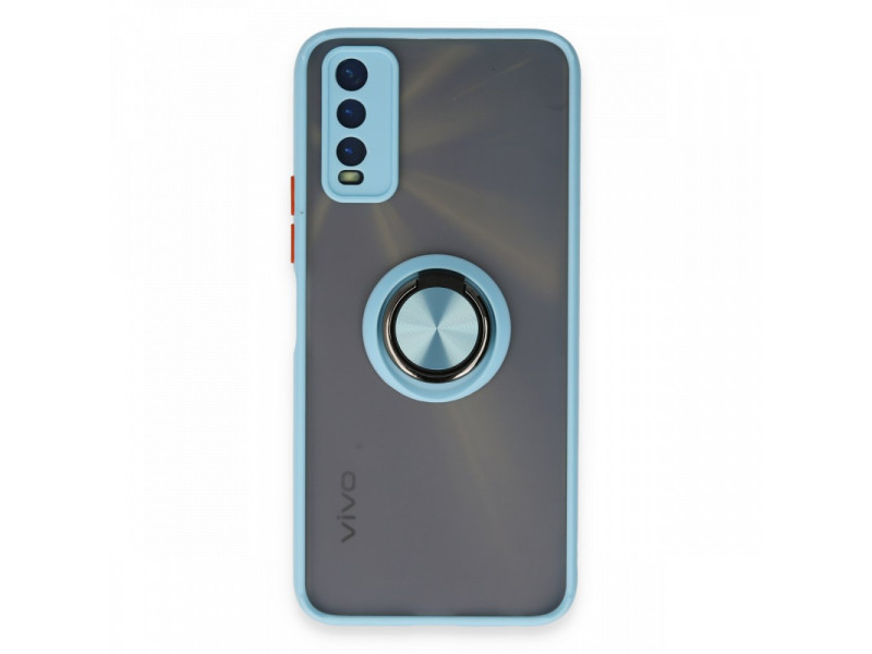 Newface Vivo Y20 Kılıf Montreal Yüzüklü Silikon Kapak - Buz Mavi