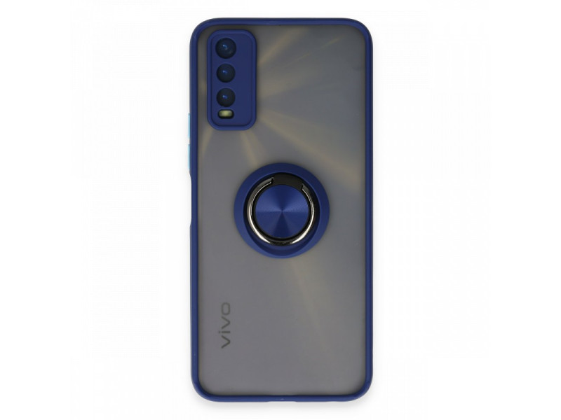 Newface Vivo Y20 Kılıf Montreal Yüzüklü Silikon Kapak - Lacivert