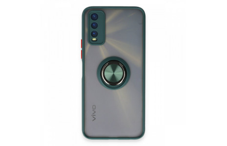 Newface Vivo Y20 Kılıf Montreal Yüzüklü Silikon Kapak - Yeşil